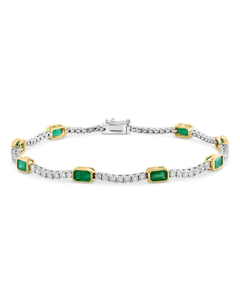 商品Bloomingdale's|Emerald & Diamond Station Tennis Bracelet in 14K Yellow and White Gold,价格¥38307,第1张图片