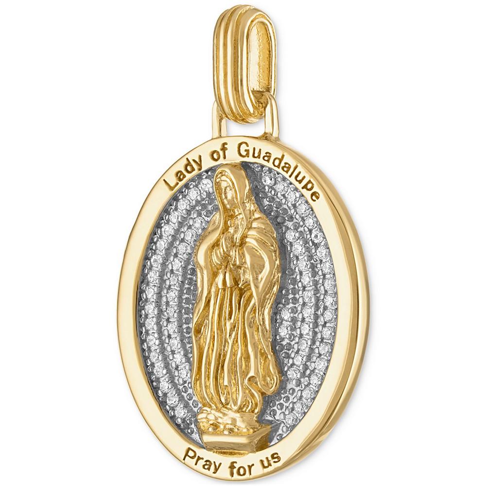 Cubic Zirconia Our Lady of Guadalupe Amulet Pendant in Sterling Silver & 14k Gold-Plate, Created for Macy's商品第2张图片规格展示