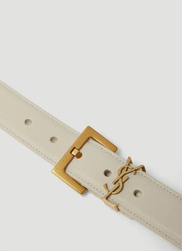 商品Yves Saint Laurent|Monogram Narrow Belt in Cream,价格¥4578,第2张图片详细描述