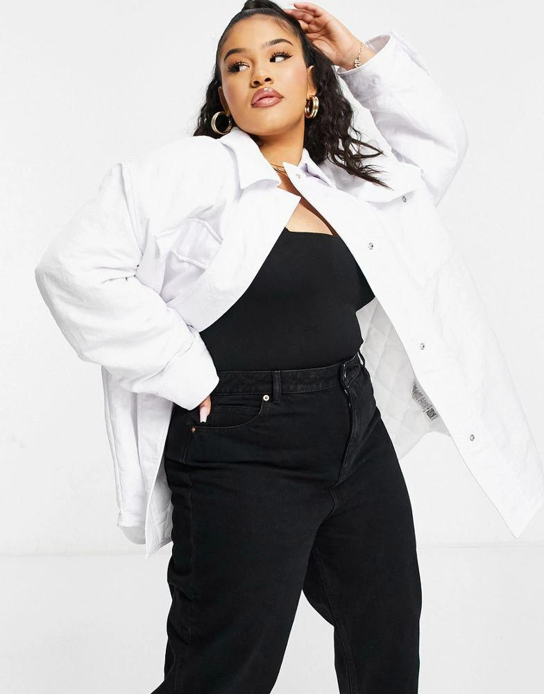 商品ASOS|ASOS DESIGN Curve nylon tech shacket with quilted lining in white,价格¥152,第4张图片详细描述
