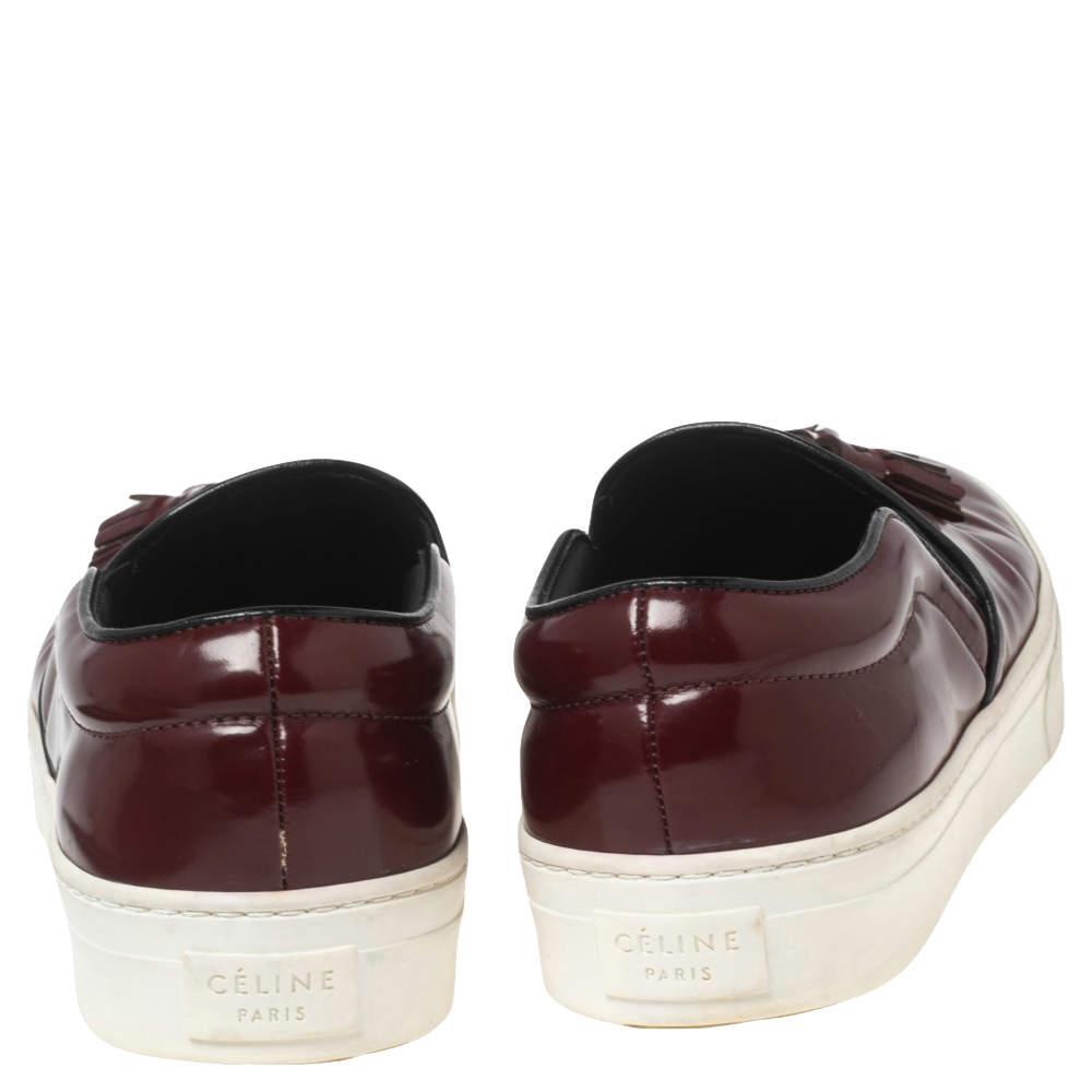 Celine Burgundy Leather Tassel Slip On Sneakers Size 37.5商品第5张图片规格展示