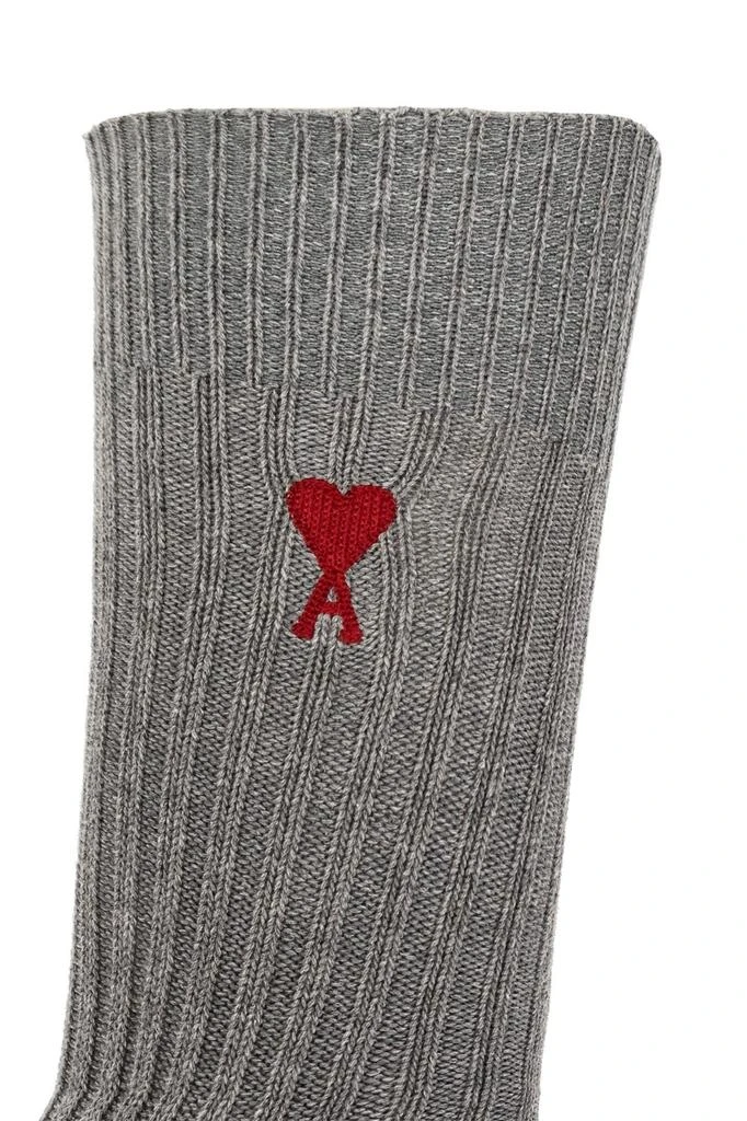 AMI Paris Ami De Coeur Logo Embroidered Ribbed 3-Pack Socks 商品