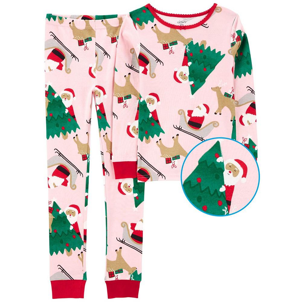 Little Girls Christmas Snug Fit Pajama, 2 Piece Set商品第2张图片规格展示