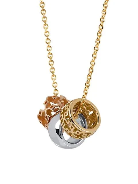 商品Birks|Muse Two-Tone 18K Gold & Sterling Silver 3-Ring Pendant Necklace,价格¥9746,第2张图片详细描述