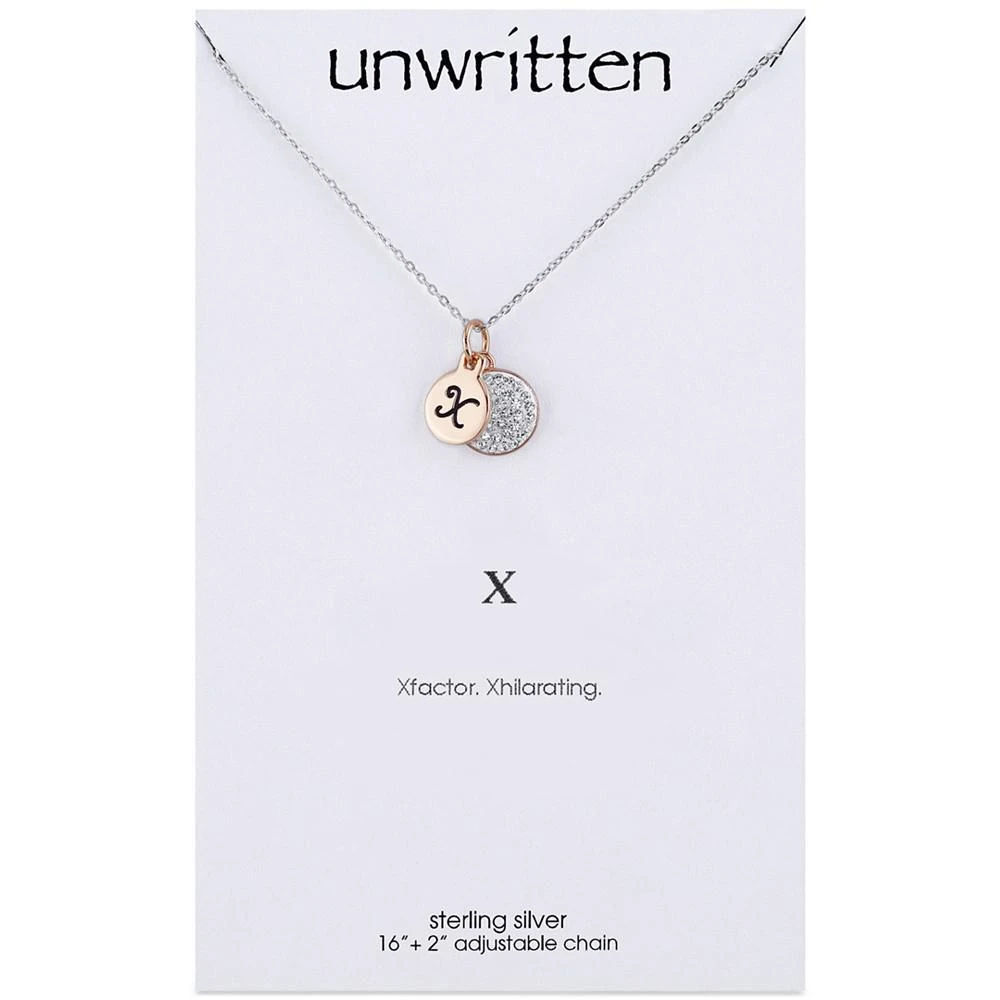 商品Unwritten|Initial & Crystal Disc Pendant Necklace in Rose Gold-Tone Sterling Silver, 16" + 2" extender,价格¥174,第1张图片
