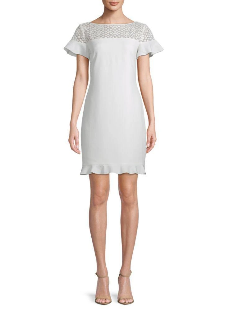 商品Karl Lagerfeld Paris|Lace-Trim Flounce Dress,价格¥599,第1张图片