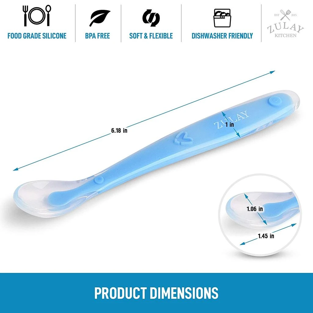 商品Zulay Kitchen|Silicone Baby Spoon (6 Pack),价格¥161,第4张图片详细描述