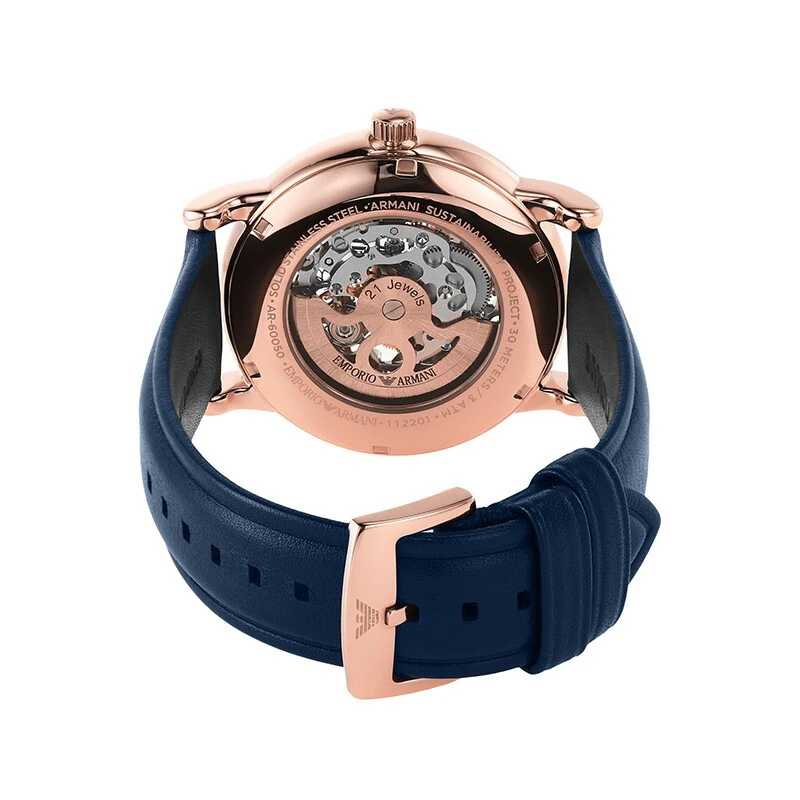 阿玛尼ARMANI 手表 皮革表带全自动镂空机械欧美表男士腕表 AR60050 商品
