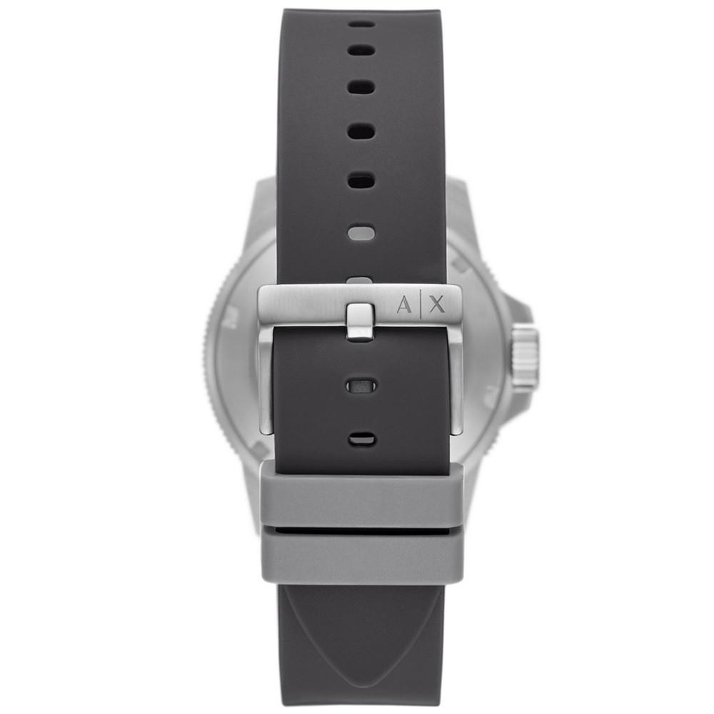 Men's Three-Hand Gray Silicone Strap Watch, 42mm商品第3张图片规格展示