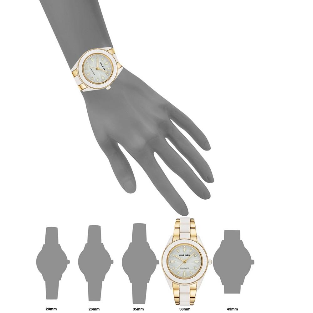 Women's Gold-Tone and White Solar Ocean Work Plastic Bracelet Watch, 38.5mm商品第3张图片规格展示