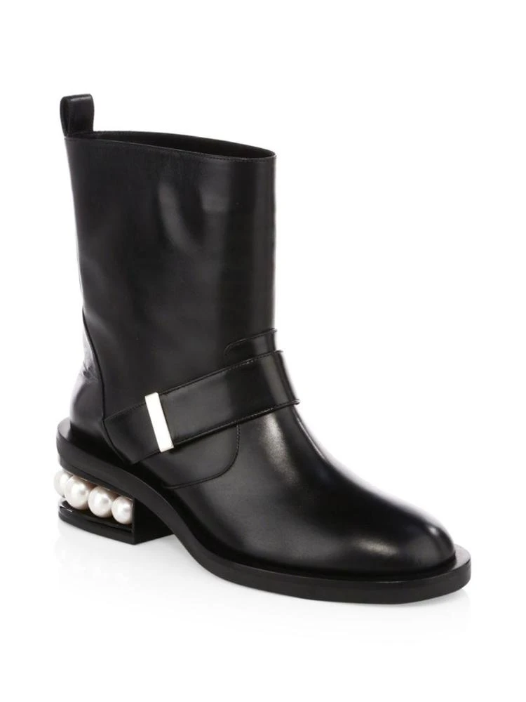 商品Nicholas Kirkwood|Nicholas Kirkwood - Casati Pearl Leather Biker Boots,价格¥3881,第1张图片