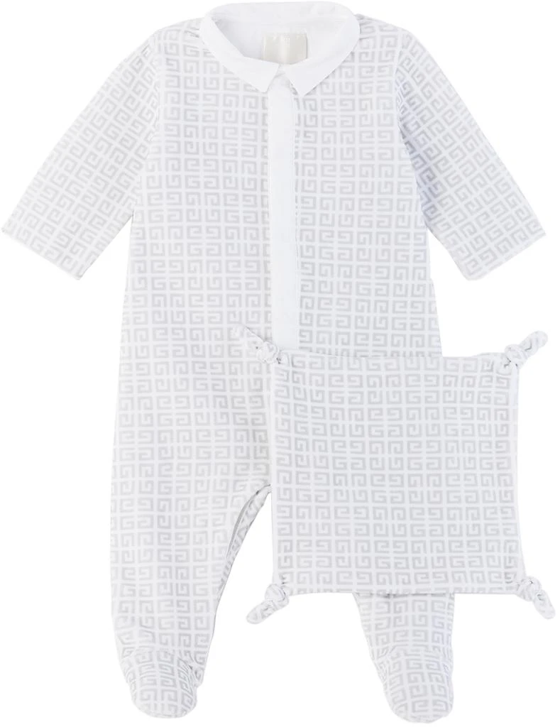 商品Kenzo|Baby White 4G Jumpsuit & Cloth Set,价格¥2021,第1张图片