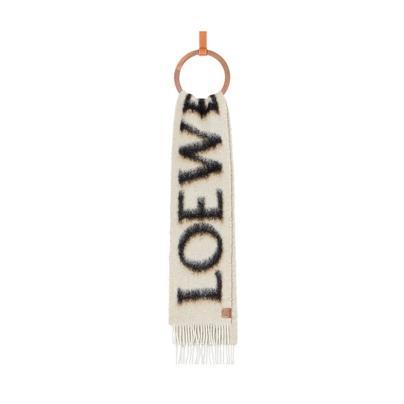 商品Loewe|【预售3-7天】罗意威 23年早春新款 男士驼色/黑色羊毛和马海毛混纺Logo围巾F811257X03-3154,价格¥4543,第1张图片