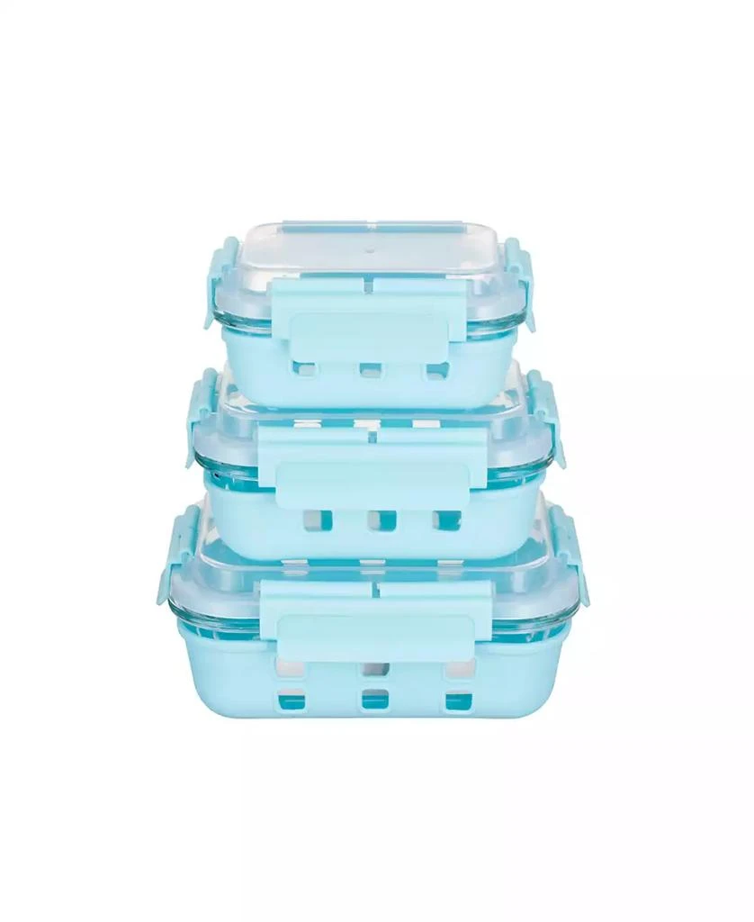 商品Genicook|3 Pc Rectangular Container Hi-Top Lids with Pro Grade Removable Lockdown Levers Silicone Sleeve Set,价格¥251,第1张图片