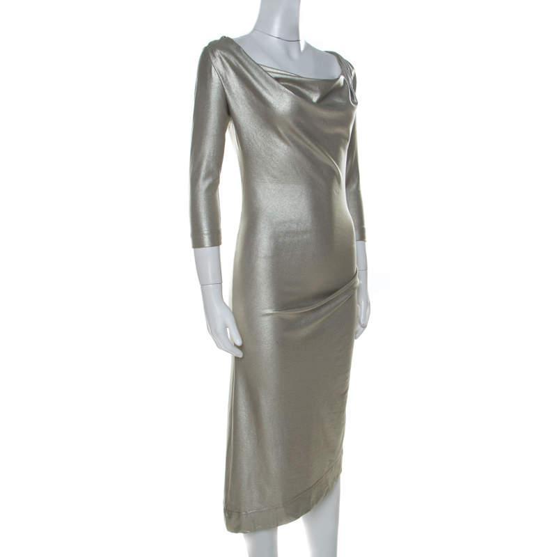 商品[二手商品] Vivienne Westwood|Vivienne Westwood Anglomania Metallic Stretch Knit Asymmetric Dress S,价格¥2316,第4张图片详细描述