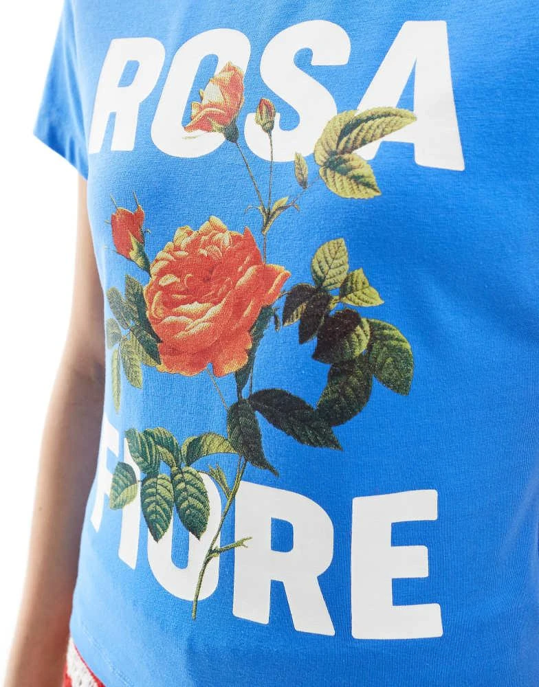 商品ASOS|ASOS DESIGN baby tee with rosa fiore grapic in blue,价格¥147,第3张图片详细描述