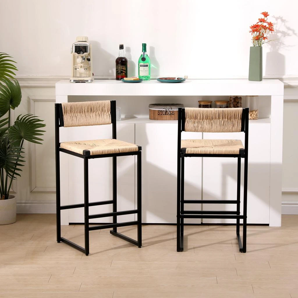 商品Streamdale Furniture|Streamdale 2 Honey Bar Stools & Dining Chairs Set,价格¥1497,第1张图片