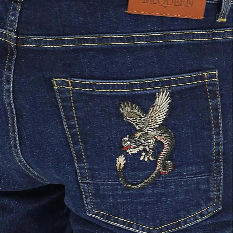 ALEXANDER MCQUEEN 亚历山大·麦昆 男士蓝色棉质牛仔裤 610148-QOY21-4001 商品