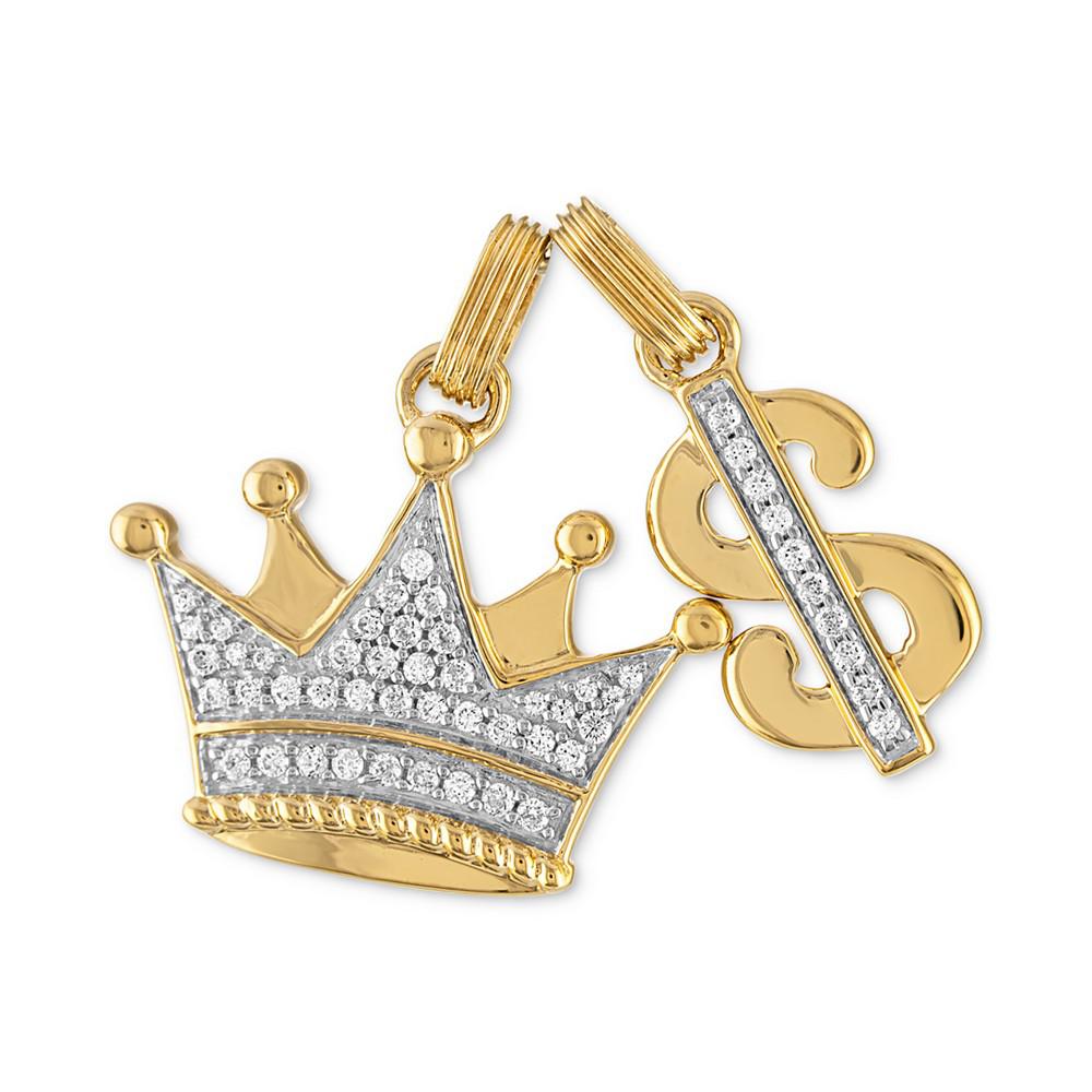 2-Pc. Set Cubic Zirconia Crown and Dollar Sign Pendants in 14k Gold-Plated Sterling Silver, Created for Macy's商品第2张图片规格展示