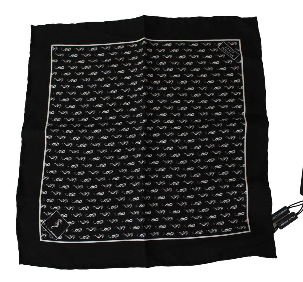 商品Dolce & Gabbana|Dolce & Gabbana Scarf Black Seahorse Print Silk Handkerchief,价格¥668,第1张图片