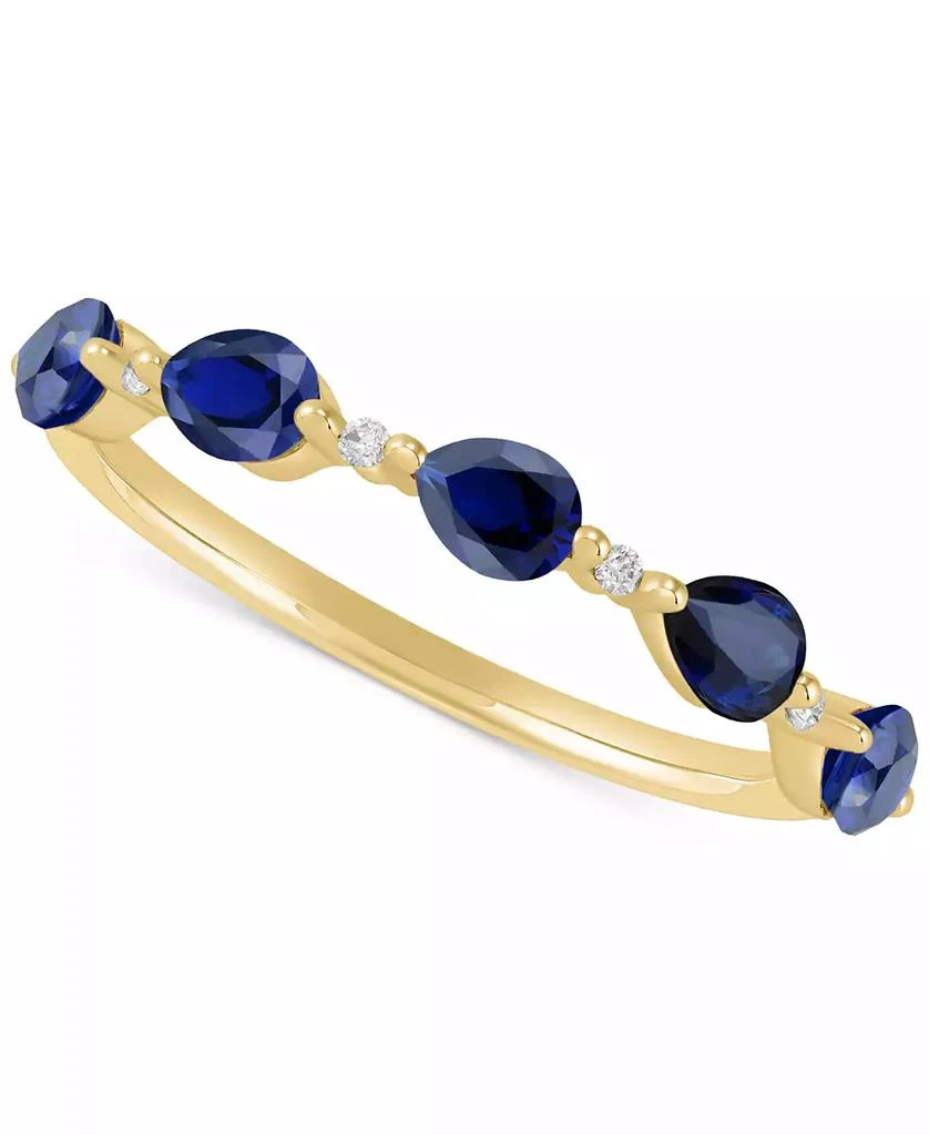 商品Macy's|Lab-Grown Blue Sapphire (1 ct. t.w.) & Lab-Grown White Sapphire (1/20 ct. t.w.) Pear Ring in 14k Gold-Plated Sterling Silver (Also in Lab-Grown Pink Sapphire, Citrine, & Lab-Grown Emerald),价格¥1661,第1张图片