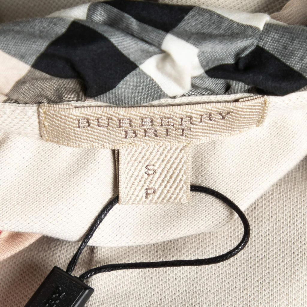Burberry Brit Beige Honeycomb Knit Nova Check Collar Detail Polo T-Shirt S 商品