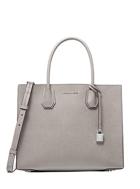 商品Michael Kors|Michael Kors Mercer Large Convertible Pearl Grey Leather Tote Bag,价格¥2358,第1张图片