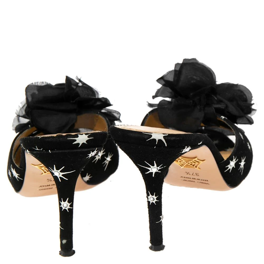商品[二手商品] Charlotte Olympia|Charlotte Olympia Black Suede Crystal Embellished Bow Sandals Size 37.5,�价格¥1439,第5张图片详细描述