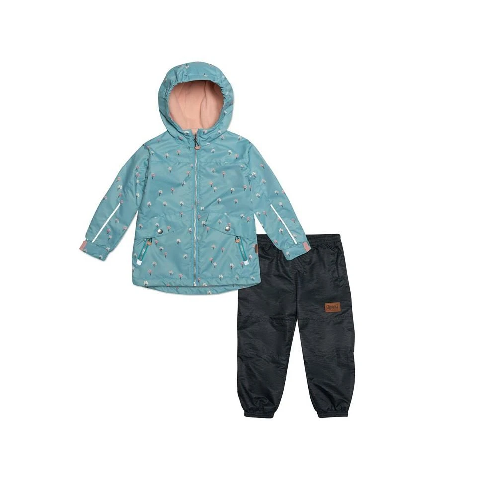 商品Deux par Deux|Girl Printed Two Piece Spring Rain Set Dusty Blue Mini Flowers & Black Texture - Toddler|Child,价格¥782,第1张图片