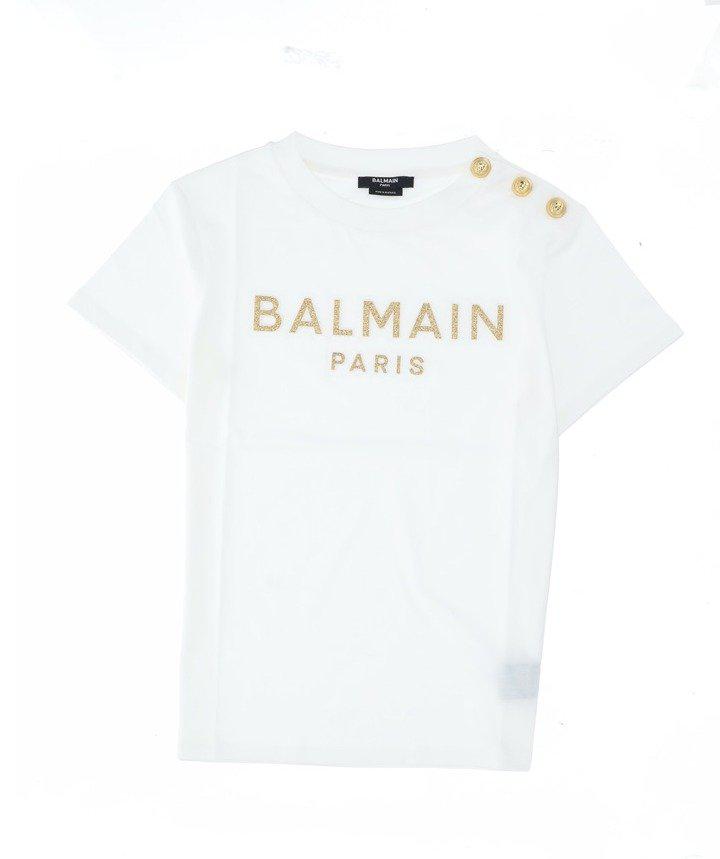 Balmain Kids Logo Printed Crewneck T-Shirt商品第1张图片规格展示