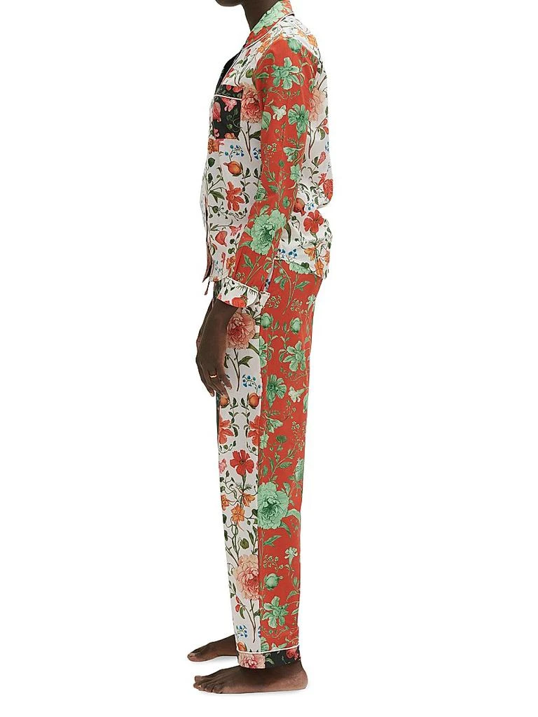 商品Desmond & Dempsey|2-Piece Colorblocked Floral Cotton Pajama Set,价格¥1807,第3张图片详细描述