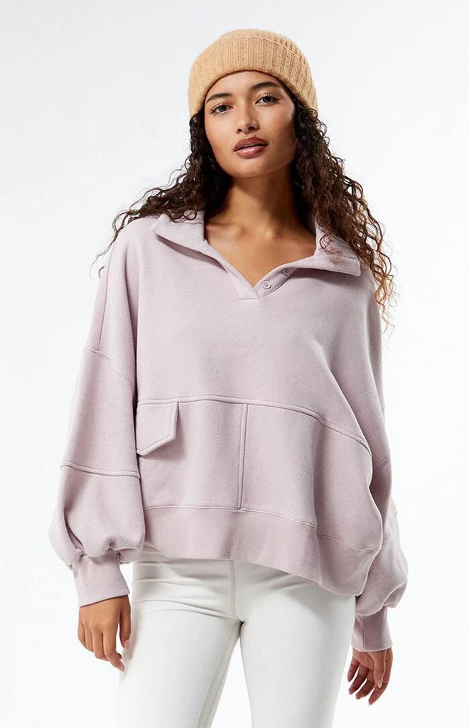 商品PacSun|Margot Half Button Fleece Sweatshirt,价格¥227,第1张图片