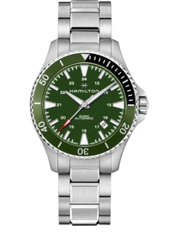 商品Hamilton|Hamilton Khaki Navy Scuba Auto Green Dial Steel Men's Watch H82375161,价格¥4302,第1张图片