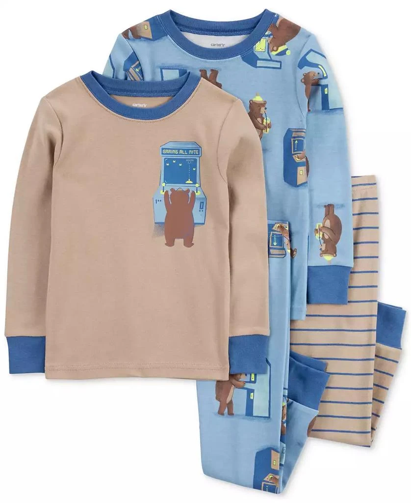 商品Carter's|Toddler Boys Bear Gamer 100% Snug-Fit Cotton Pajamas, 4 Piece Set,价格¥271,第1张图片