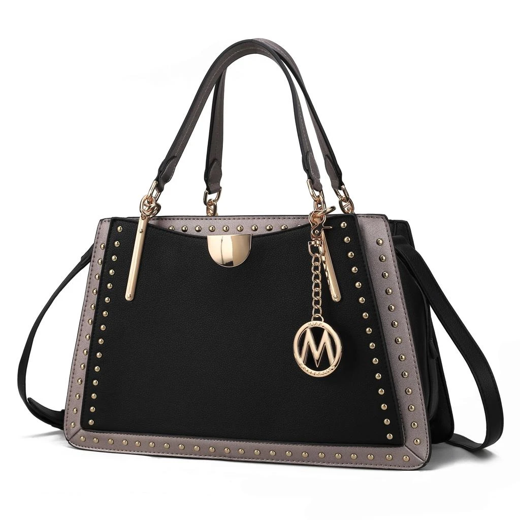 Aubrey Vegan Leather Multi Compartment Satchel Handbag - Color Block 商品