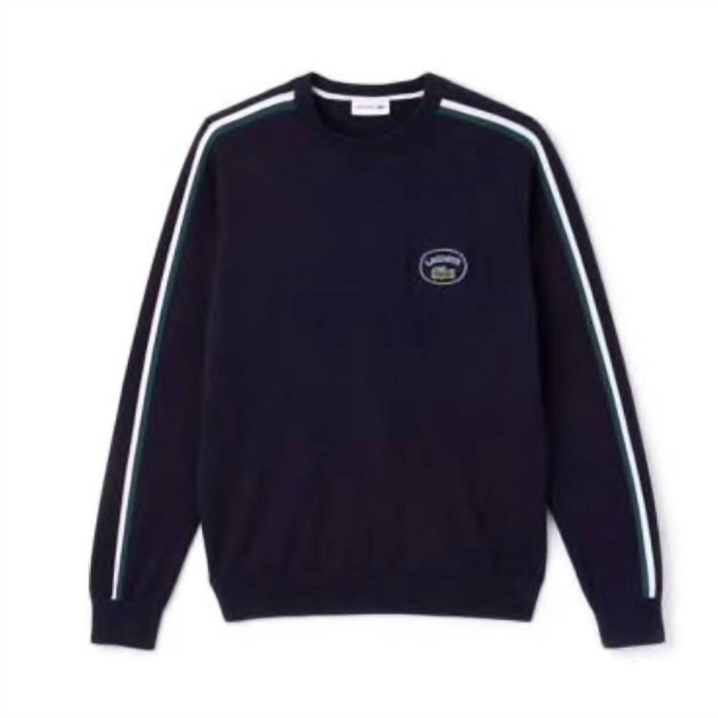 Men'S Crewneck Contrast Accent Sweater in Black商品第1张图片规格展示
