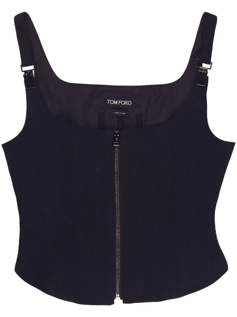 商品Tom Ford|BLACK CADY ZIP UP CORSET TANK TOP,价格¥7046,第1张图片