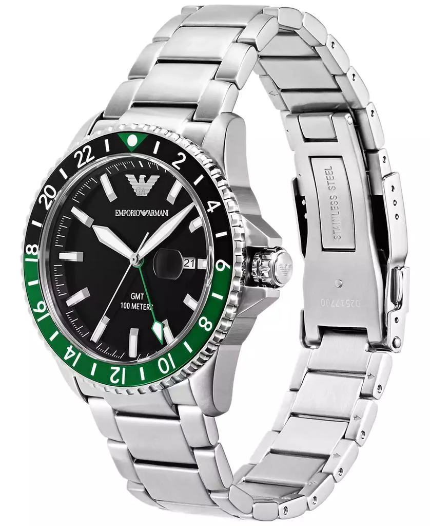 商品Emporio Armani|Men's GMT Dual Time Stainless Steel Bracelet Watch 42mm,价格¥2205,第4张图片详细描述