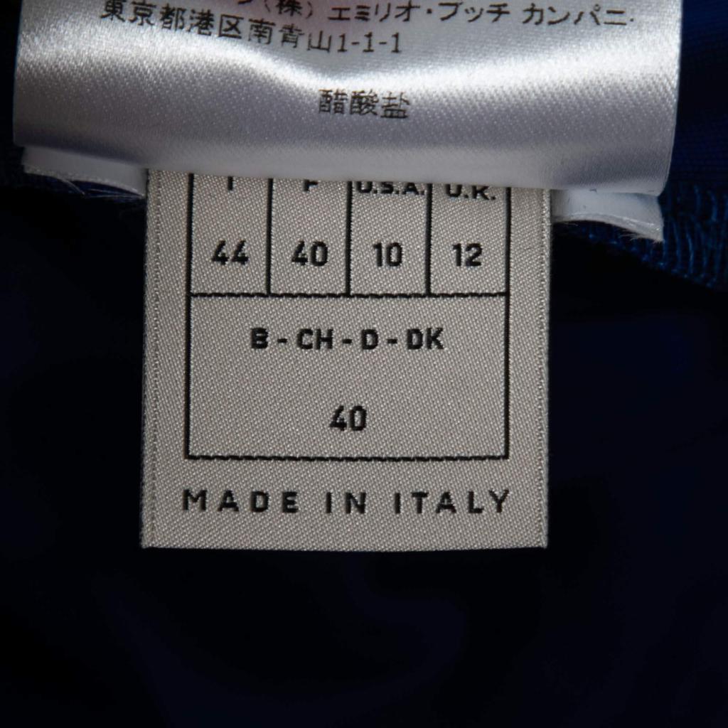 Emilio Pucci Blue Jersey Wrap Effect Pleated Blouse M商品第6张图片规格展示