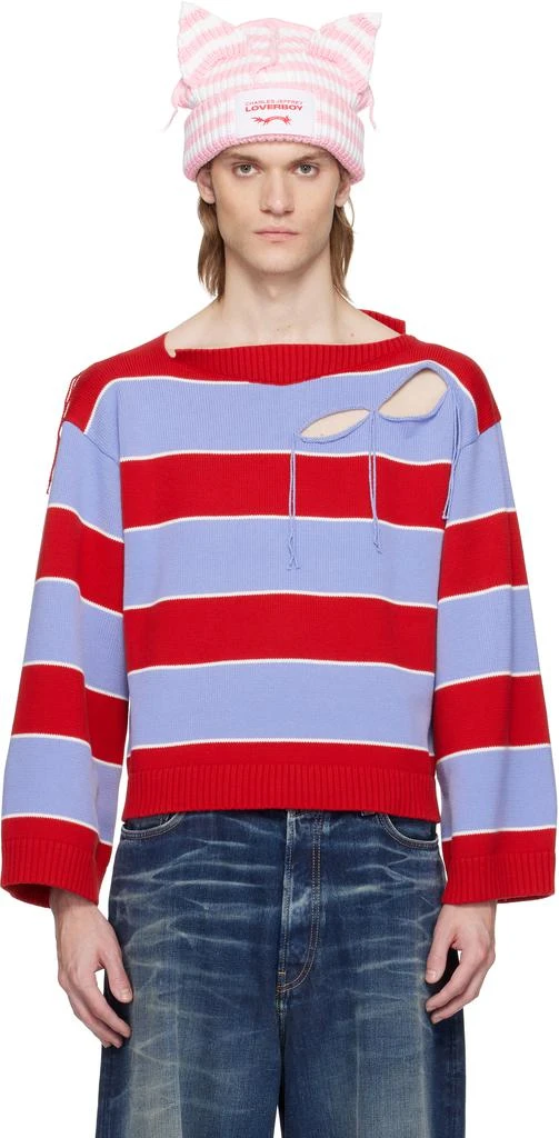 商品Charles Jeffrey Loverboy|红色 & 蓝色 Slash Stripe 针织衫,价格¥2522,第1张图片