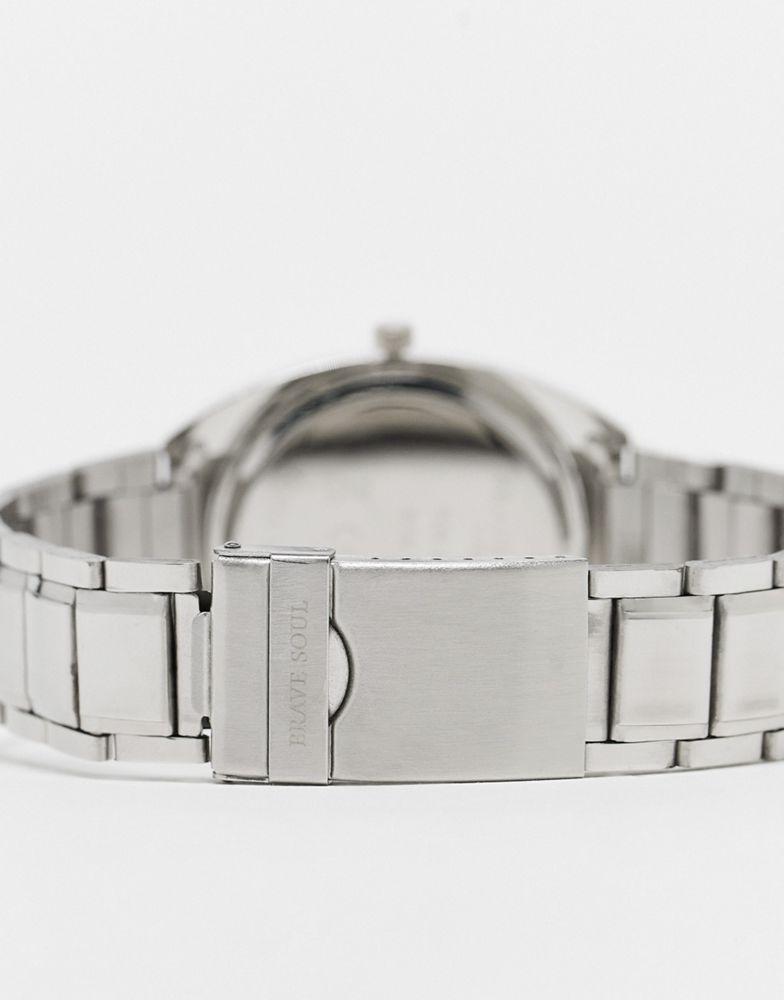 Brave Soul chunky link strap watch in silver with blue dial商品第2张图片规格展示