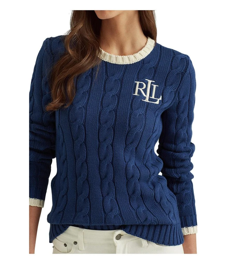 商品Ralph Lauren|Monogram Cable-Knit Cotton Sweater,价格¥545,第3张图片详细描述