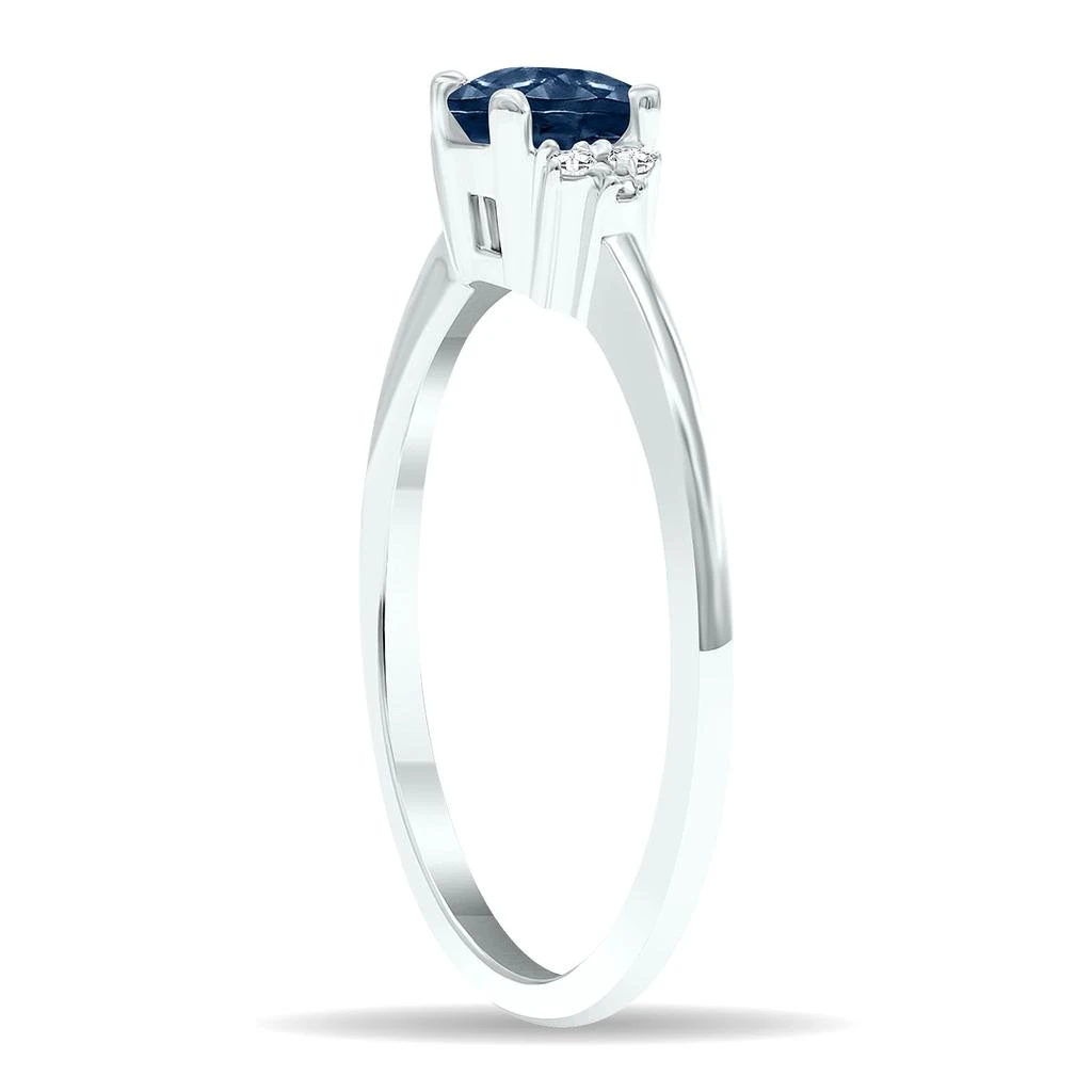 商品SSELECTS|Women's Sapphire And Diamond Half Moon Ring In 10K White Gold,价格¥1802,第3张图片详细描述