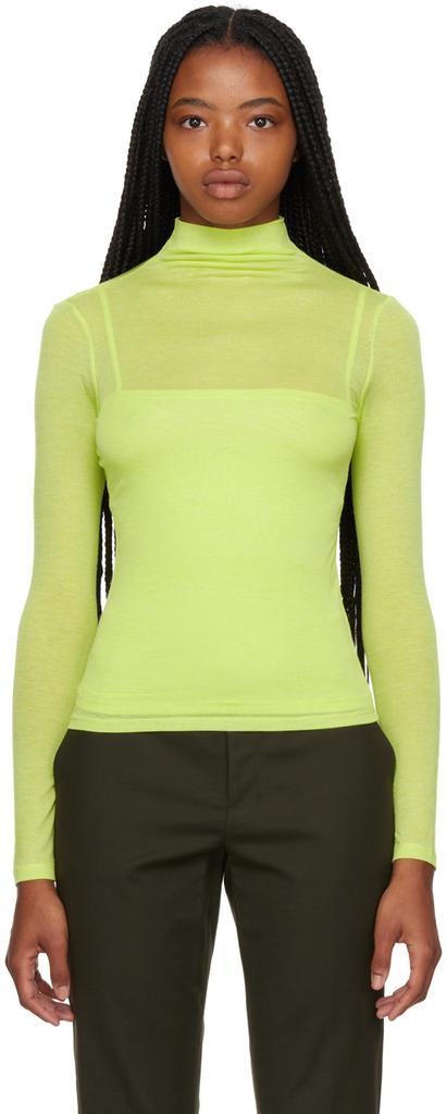 Green Double Layer Long Sleeve T-Shirt商品第1张图片规格展示