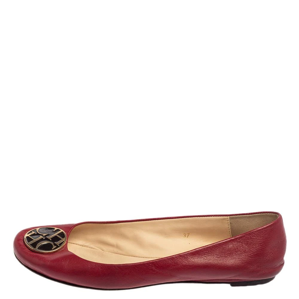 商品[二手商品] Carolina Herrera|CH Carolina Herrera Red Leather Logo Ballet Flats Size 37,价格¥876,第2张图片详细描述