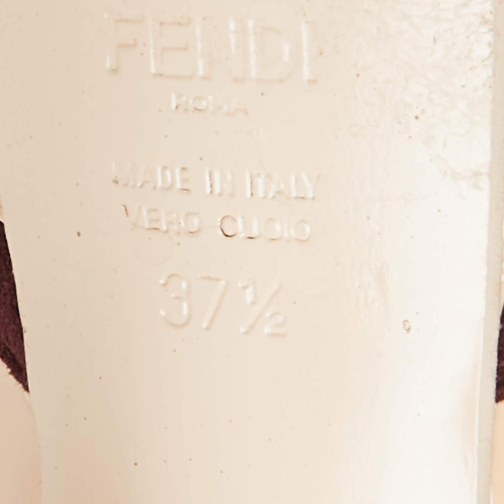 Fendi Tri Color Patent Leather and Suede Fendista Peep Toe Platform Pumps Size 37.5商品第8张图片规格展示