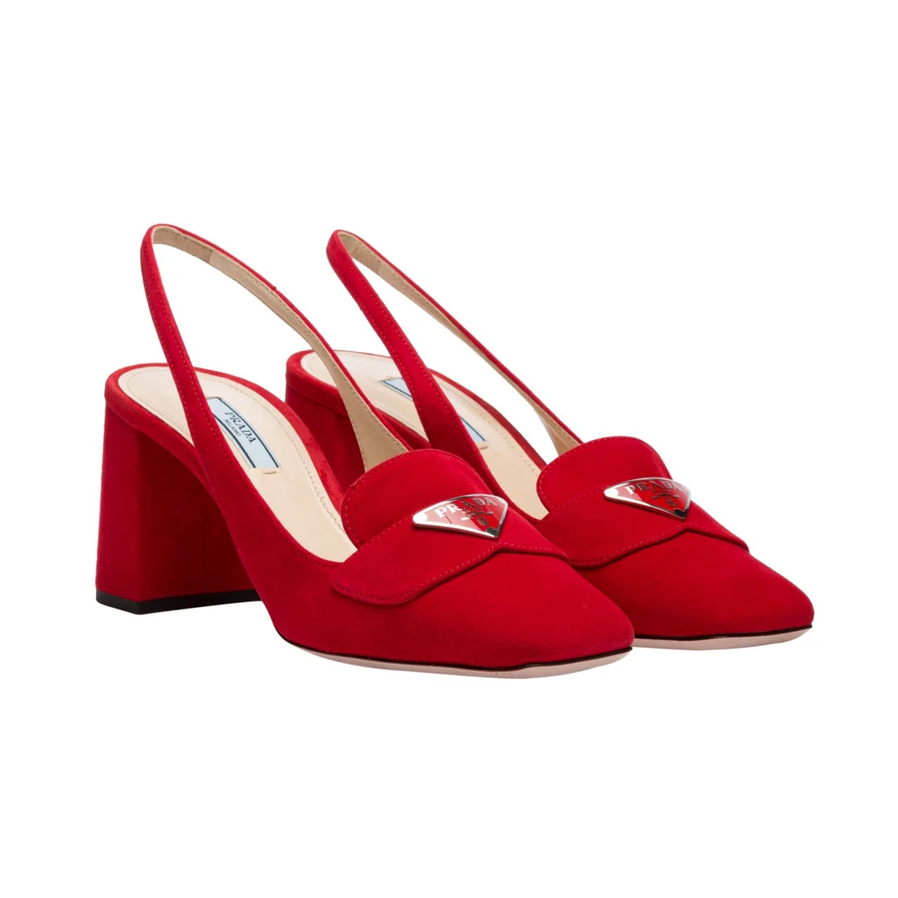 PRADA 女士红色麂皮高跟鞋 1D016M-008-F0011 商品