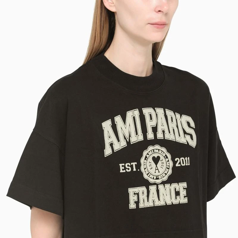 商品AMI|Cropped black t-shirt with logo,价格¥895,第4张图片详细描述