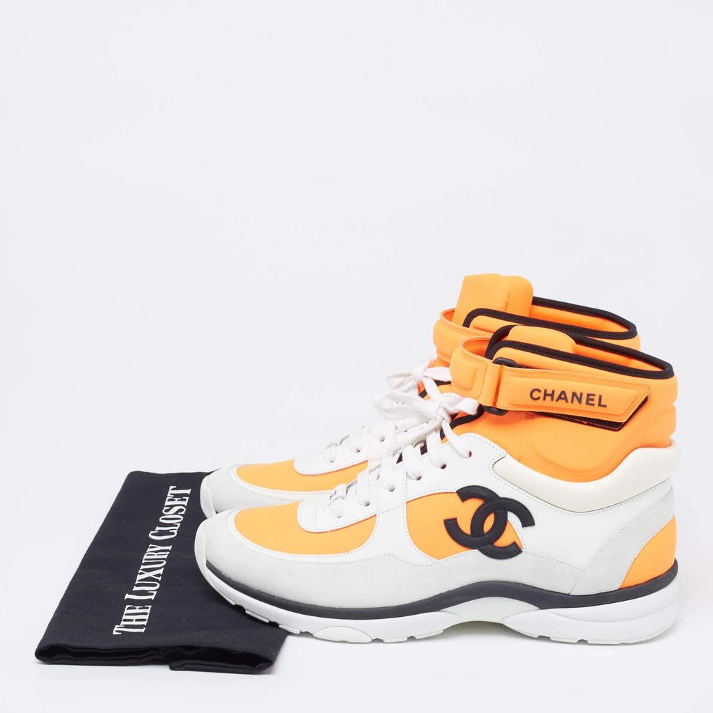 Chanel Orange/Grey Suede And Leather CC High Top Sneakers Size 42 商品
