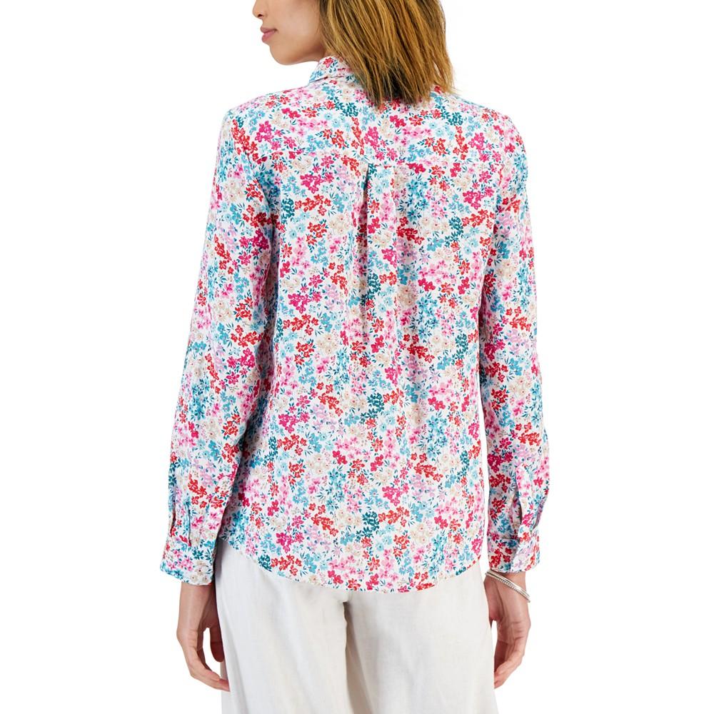Women's Linen Floral-Print Shirt, Created for Macy's商品第2张图片规格展示